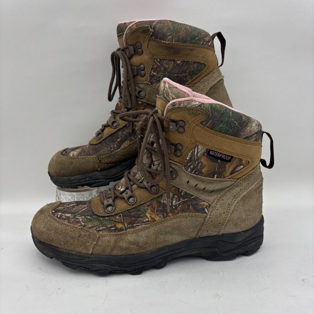 Gander Mountain Womens Hunting Boots Size 8.5 Realtree Camo Pink Waterproof